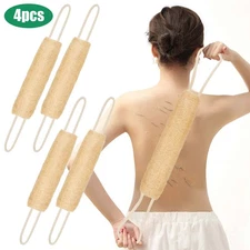 4 PCS Loofah Scrubber Long Exfoliating Shower Sponge for Men & Women w/ Lanyard