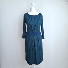 Boden Dress Jersey Green Four Leaf Clover Print Stretch Viscose Work Casual 8 R