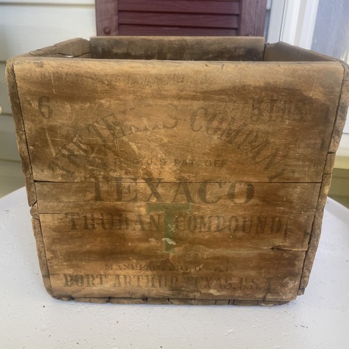 1920’s Texaco Thuban Compound 5 LB Wood Crate Port Arthur Texas Oil Gas