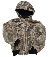 Carhartt Realtree Camo Canvas Jacket Kids Sze M 8 Hooded Distressed Hunting