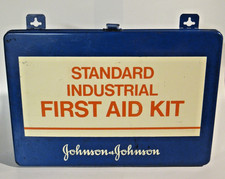 Vintage Johnson & Johnson Standard Industrial Metal First Aid Kit 8137 008115
