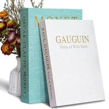 Aesthetic Decorative Books for Home Decor – Set of 2 Linen Faux Decor Book St...