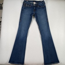 Vintage True Religion Jeans Womens 27 Blue Flare Low Rise Stretch Joey USA Y2K