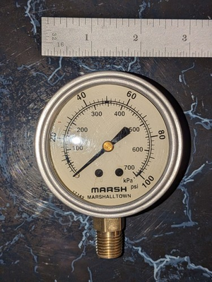 #ad #ad Marsh Pressure Gauge 0 60 PSI 3 1 2quot; Dial Dual Measure New Free Shipping $14.00