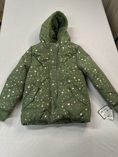 OshKosh Girls Jacket Size 7 NWT Green Heart Print Sherpa Lined Hooded Coat