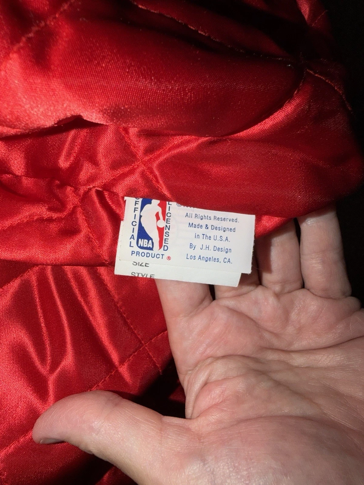 New RARE JH Design Jeff Hamilton 1993 Chicago Bulls Leather Wool Satin Jacket !! - product detail image 14