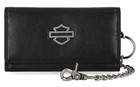 Harley-Davidson Men's Open B&S Trucker Biker Chain Leather Wallet, Black
