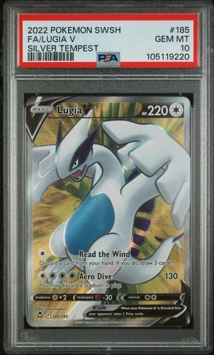 2022 POKEMON SWORD & SHIELD SILVER TEMPEST #185 FULL ART/LUGIA V PSA 10