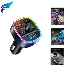 Bluetooth FM Transmitter, Bluetooth Car Adapter with Dual USB Charger Wireles...
