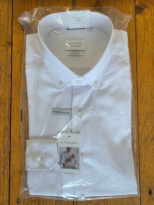 Eterna Herren Hemd Cover Shirt Gr. 41 Modern Fit weiß (button-down Kragen)
