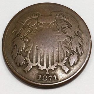 1871 Two Cent Piece Beautiful Coin Rare Date