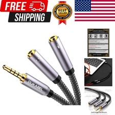 Headsets Splitter Adapter, 3.5mm Jack Separate Headphone Mic Plug Adapter 3...