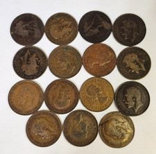 15pc- 1900-1965 Great Britain Half Pennies Coins- S223