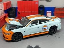 2015-2023 Dodge Charger Hellcat GULF Livery Opening Hood 1/64 Scale