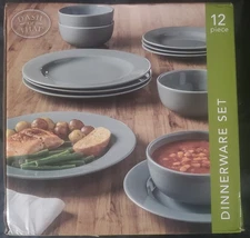Dash Of That 12 Piece Gray Dinnerware Set NEW IN BOX