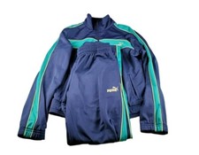 Puma Navy And Green Tracksuit 2 Piece Jacket and Pants Sz XS Extra Small