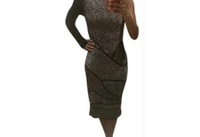 Rachel Roy black and gold one shoulder dress XS