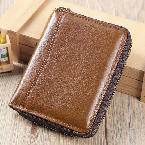 Men's Genuine Leather RFID Wallet Bifold Coin Pocket Zip Around 17 Card Slots - Picture 5 of 28