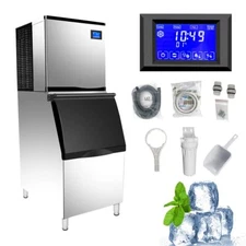700 LBS/24H Air Cooled Full Cube Ice Machine with 440 lb. Storage Bin Ice Maker