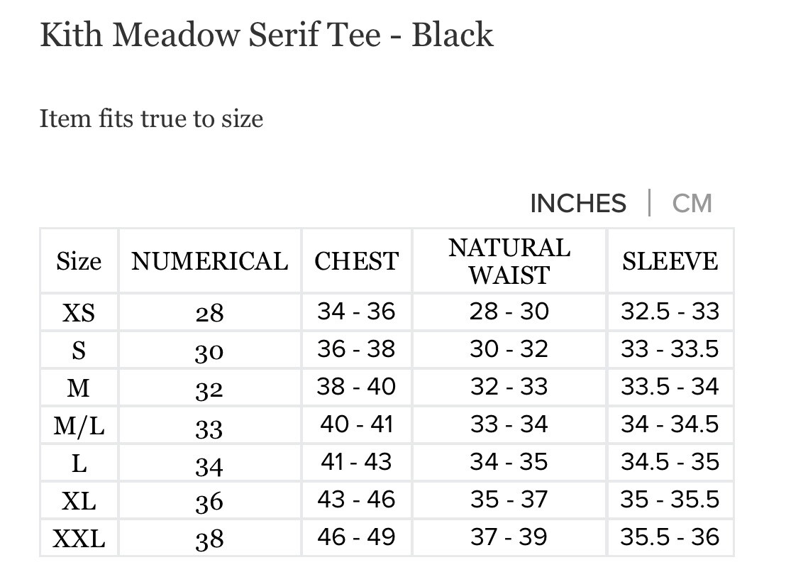 KITH Meadow Serif Tee Black T-Shirt Size XL Spring '23 Floral Logo