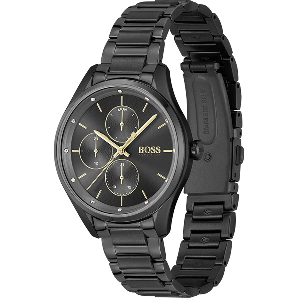 Hugo boss black top and gold watch