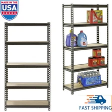 Heavy Duty Metal Muscle Rack Freestanding Steel Storage Garage Unit 5 Shelves US