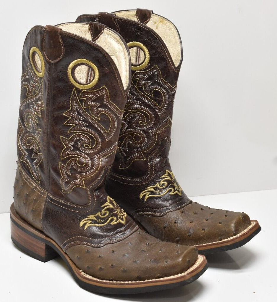 JNV Ostrich Leather Cowboy Boots 7 USA 26 Mexico Brown  display picture 3