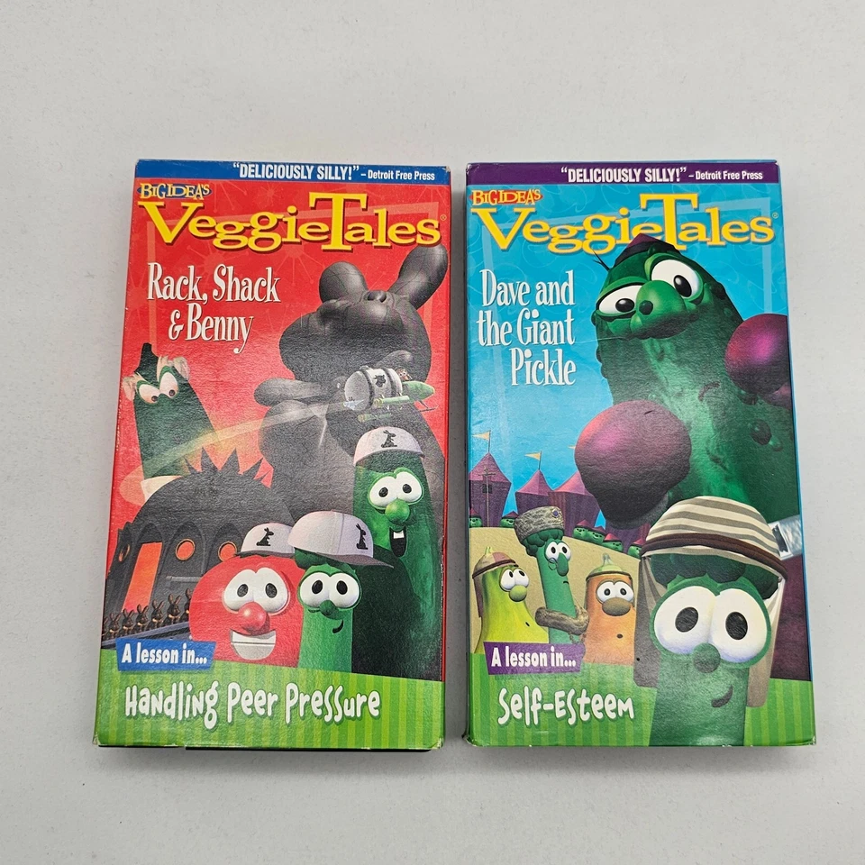 VeggieTales Lot 4 VHS: Dave & The Giant Pickle, Josh & The Big Wall, and More - Image 3 of 4
