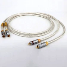 Pair 7N OCC Silver Plated HiFi RCA Cable AMP Audio Signature Interconnect Cord