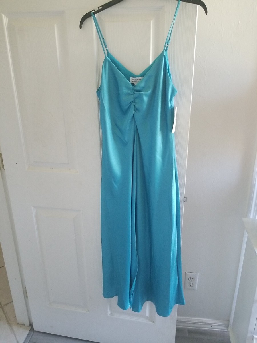 blue short sleeve lace dress Rent Jay Godfrey Cobalt Satin Slip Midi Dress main image 1