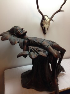 Resin Pixie on a leaf Outdoor Garden Decorative Figure Ornament