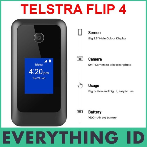 TELSTRA ZTE FLIP 4 BLACK 4G 4GX BLUE TICK Z2336T SENIORS MOBILE - FLIP 3 UPGRADE - Picture 2 of 7