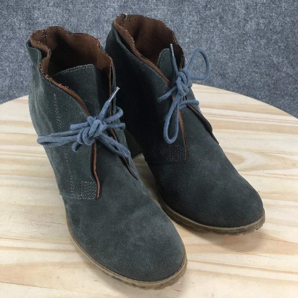 Botas talladas con volantes para mujer 8,5 M verde oscuro gris ciprés chukka botín al tobillo gamuza Foto 3 de 4