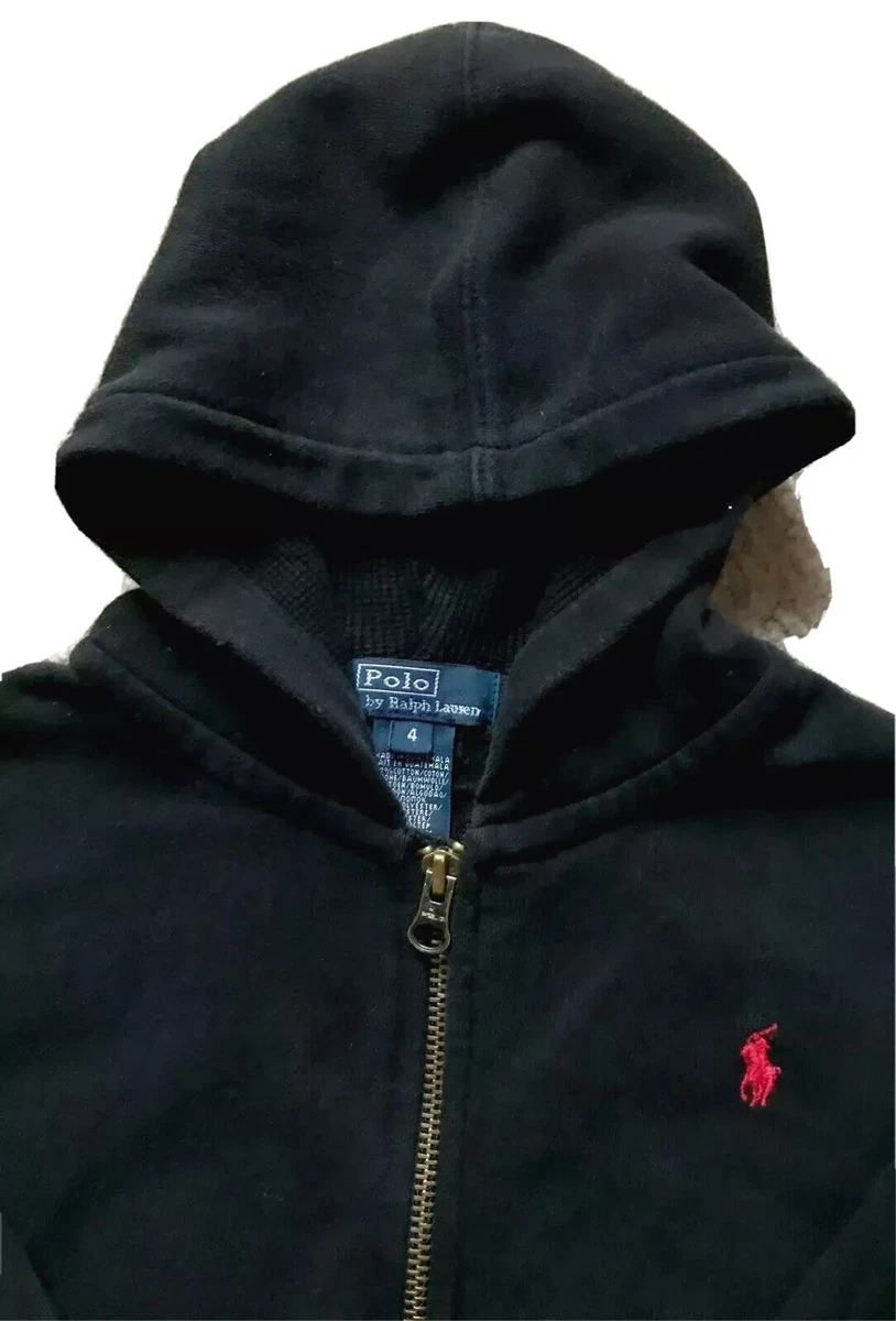 POLO RALPH LAUREN HOODIE WINDBREAKER FULL-ZIP BLACK (PRESCHOOLERS) SIZE 4