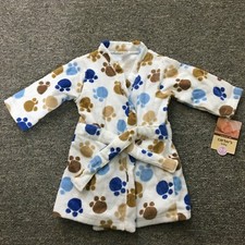 NWT Carters Wrap-Me-Up Robe 0-9 Months Infant Baby Paw Prints Multicolor