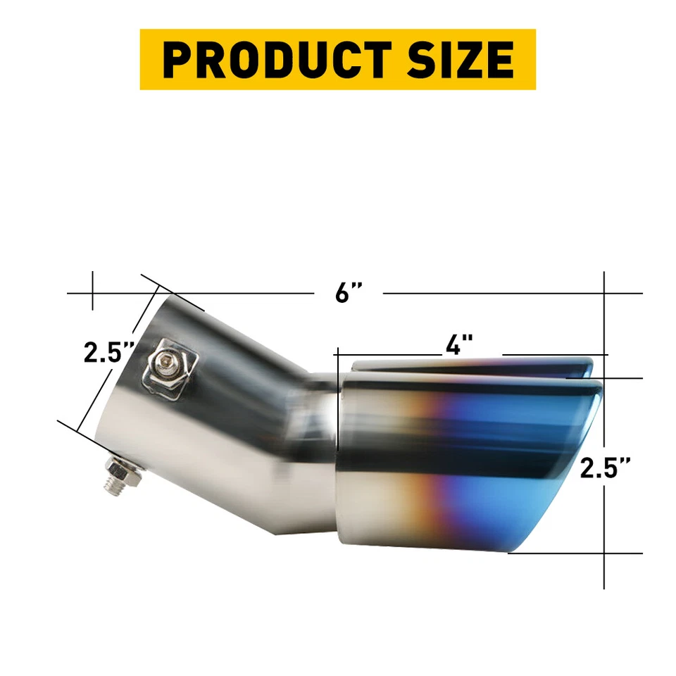 Car Rear Exhaust Pipe Tail Muffler Tip Auto Accessories Replace Kit Blue OXILAM - Image 3 of 4