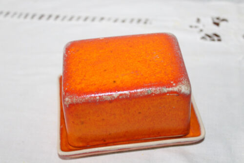 kleine Butterdose in orange für Singles Keramik Butterglocke aus der Töpferei - Bild 1 von 6