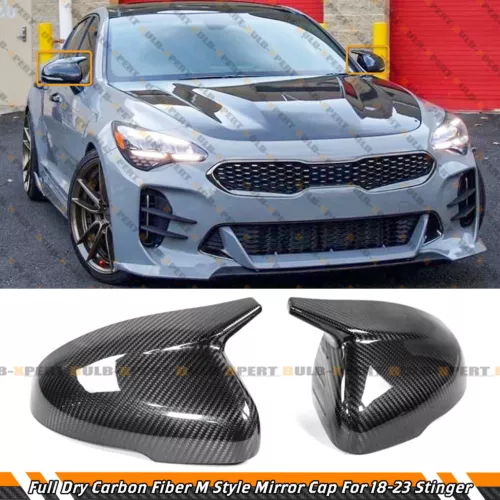 M STYLE FULL DRY CARBON FIBER MIRROR CAP OVERLAY FOR 2018-23 KIA STINGER GT-LINE
