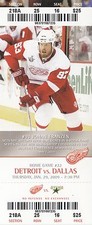 2009 DETROIT RED WINGS VS DALLAS STARS 1/29 TICKET STUB JOHAN FRANZEN