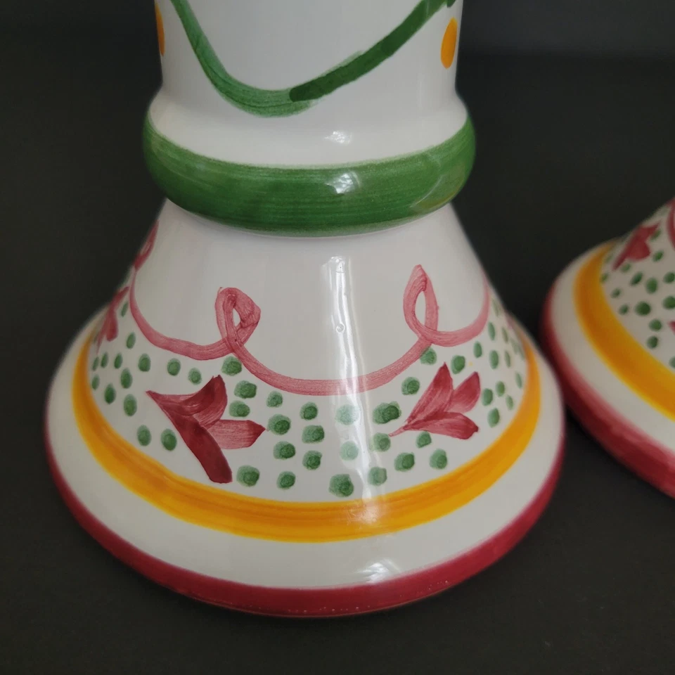 Ceramic Candlesticks Italy Pair Mesa International Taper Hand Painted Numbered - Image 3 of 4
