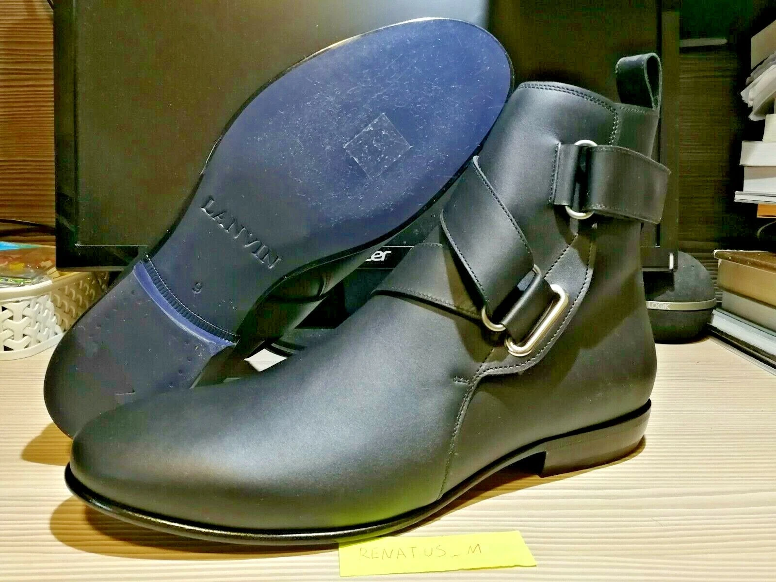 Lanvin — Lanvin Black Wraparound Strap Boots, FM-SHWNB1-VLTR-E15, UK9/ EU43/ US10