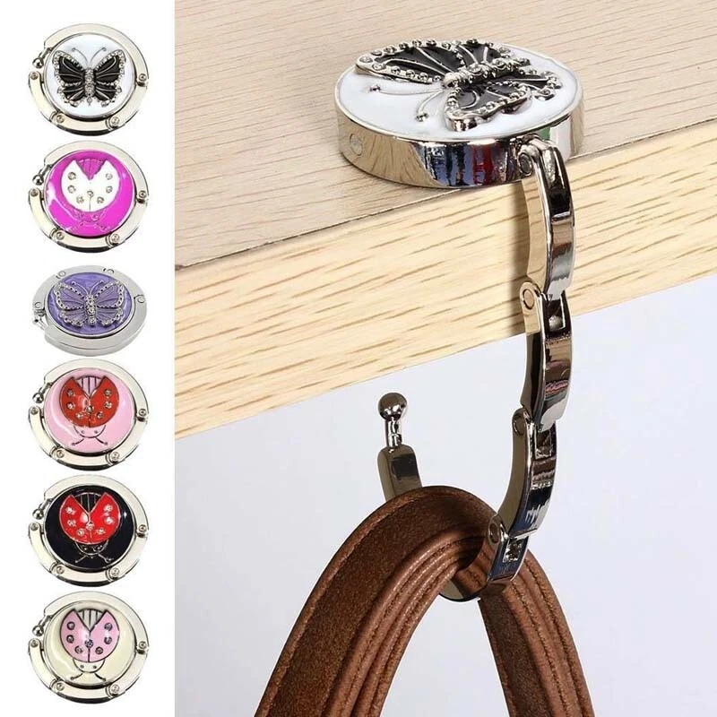 Home Portable Folding Crystal Alloy Purse Handbag Hook Hanger Bag Holder  Hooks