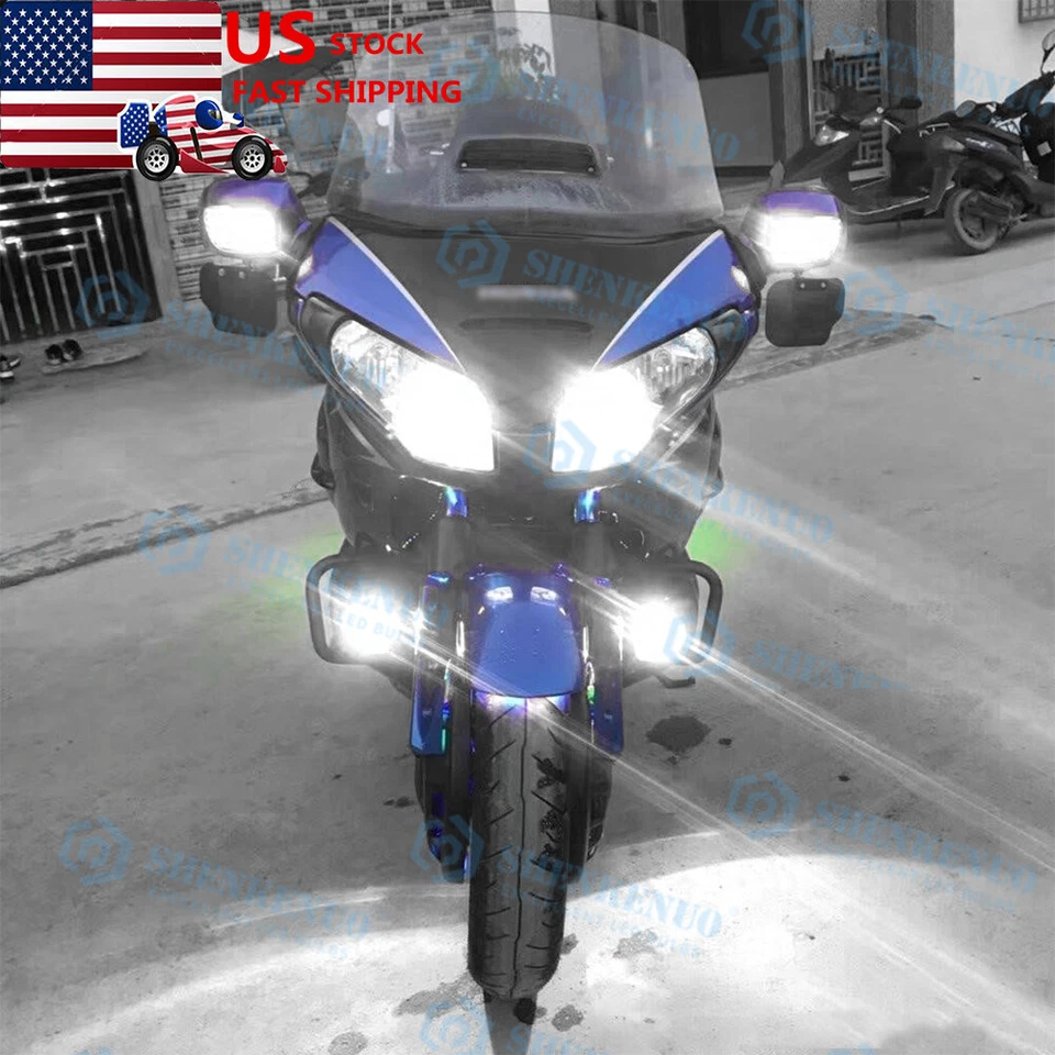 For Honda Goldwing GL1800 2001-2016 White Projector Lens 12 LED Headlight Bulbs - Image 2 of 4