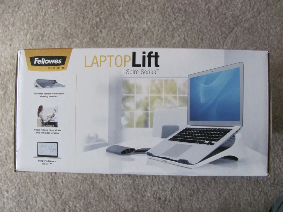 Fellowes I-Spire Series Laptop Lift up to 17” securely in place White/Gray 93112 - Image 3 of 4