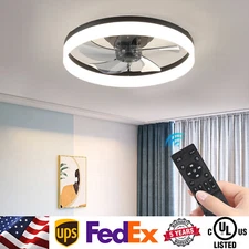 20" Modern Ceiling Fan Light Kit Flush Mount Dimmable Lamp with Remote Control