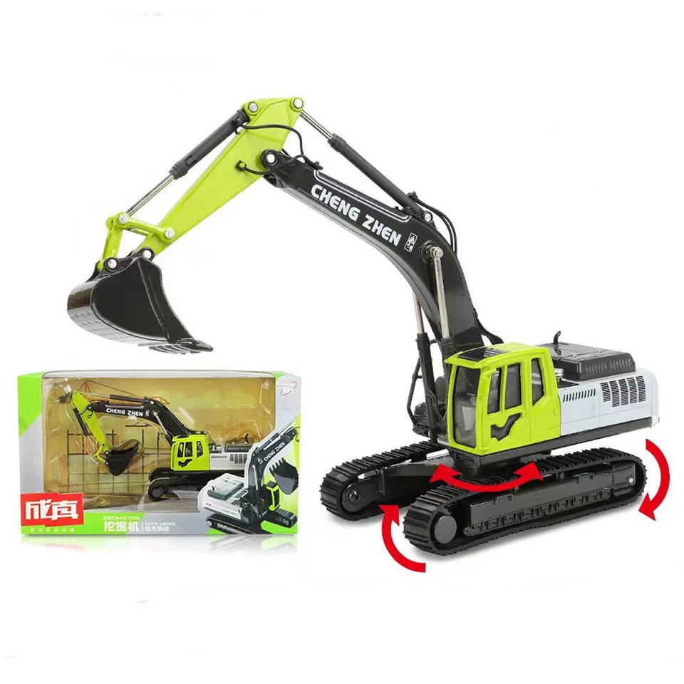 1:50 Excavator Construction Vehicle Model Diecast Toy Car Toys for Boys Green - Image 2 of 4