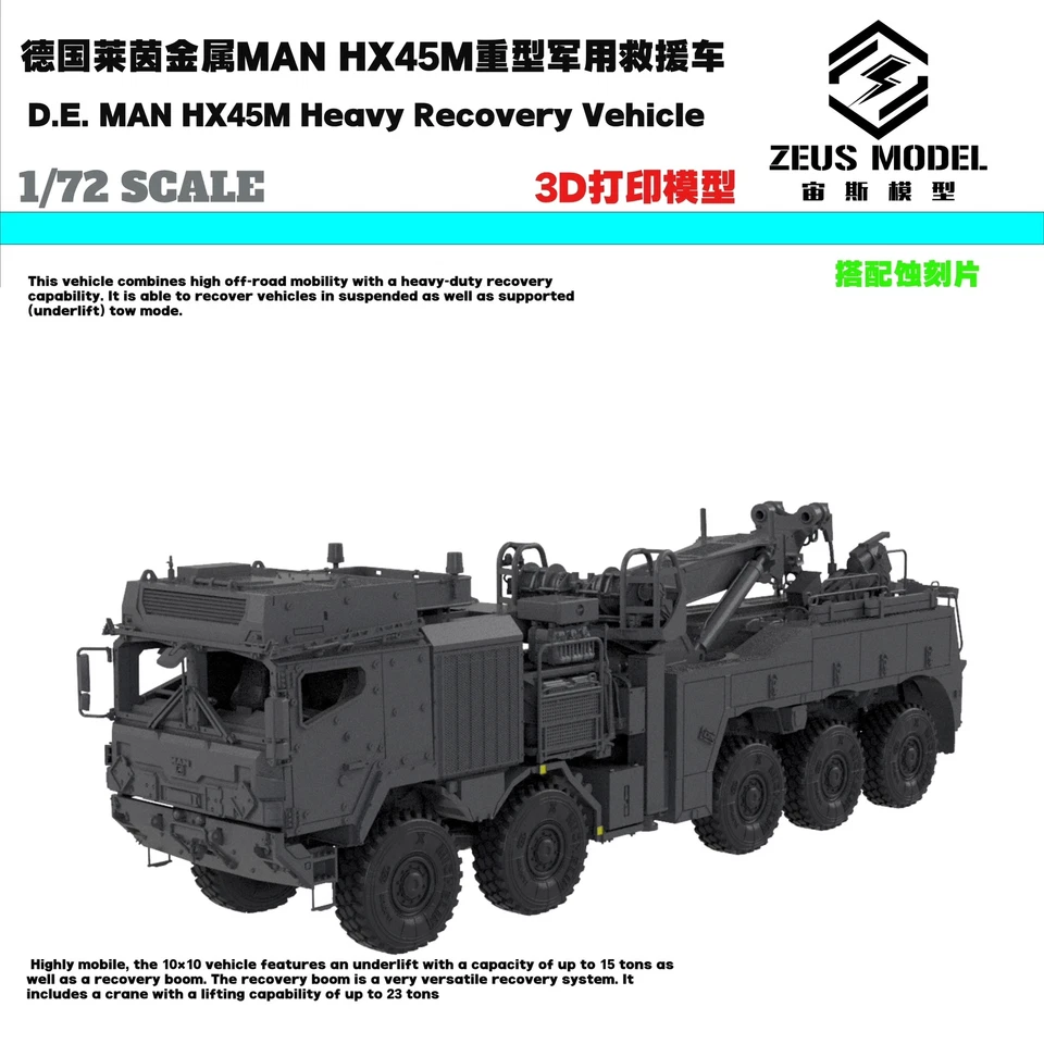 3D Printed 1/48 Model Kit Germany Rheinmetall MAN HX45M10X10 Rescue Crane - Image 2 of 4