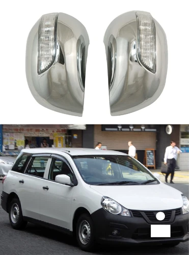 2X Side Mirror LED Light Cover Trim Chrome For 1996-2016 Nissan AD VAN Wagon ABS