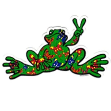 NEW Peace Frogs Decal Sticker Butterfly Frog 6" x 3" High Quality Vinyl