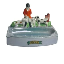 Vintage ceramic Ashtray Hunting Jack Russell Terrier Newport RI Made Japan